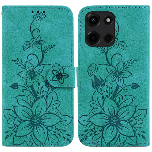 Moto G 2025 Lily Embossed Leather Phone Case - Green
